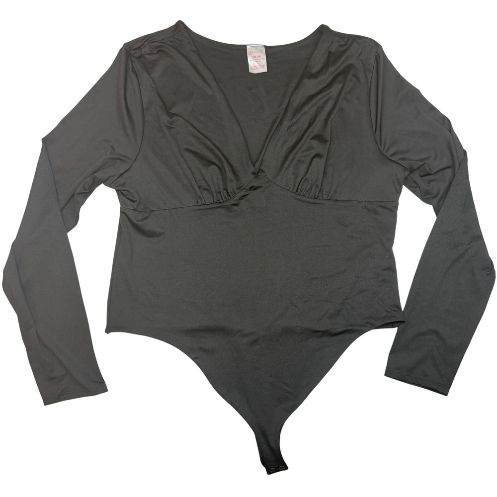 No‎ Bo Bodysuit Womens XXL Black V-Neck Long Sleeve Whimsigoth Babydoll Grunge